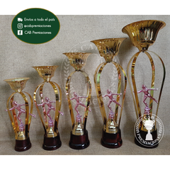 Trofeo metálico c/fig.plás. patín artístico patinadora fucsia - Copa Crown