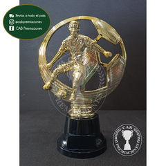 Trofeo souvenir fútbol pelota calada dorada BN