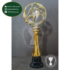 Trofeo Souvenir fútbol pelota calada dorada c/col alta en BN