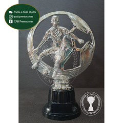 Trofeo souvenir fútbol pelota calada plateada BN