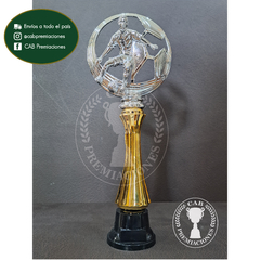 Trofeo Souvenir fútbol pelota calada plateada c/col alta en BN