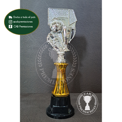 Trofeo Souvenir Fútbol Arco, Botín, Pelota c/col baja en BN