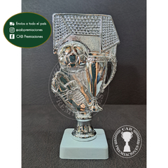 Trofeo souvenir Fútbol Arco, Botín, Pelota plateado - BB