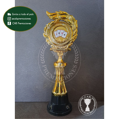 Trofeo Souvenir laurel c/centro Poker c/col baja en BN