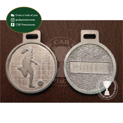 Medalla metálica fútbol femenino 3,5 cm diámetro standard - tienda online