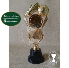 Trofeo Souvenir fútbol arco, botín, pelota p/centro en BN