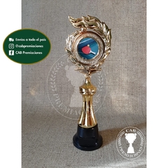 Trofeo Souvenir laurel c/centro ping pong c/col baja en BN