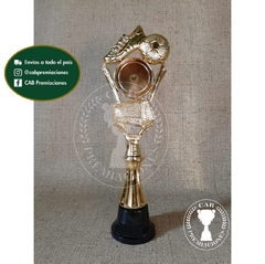 Trofeo Souvenir fútbol arco, botín, pelota p/centro c/col baja en BN