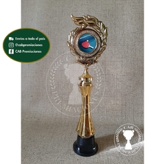 Trofeo Souvenir laurel c/centro ping pong c/col alta en BN