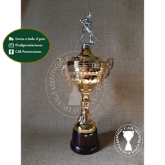 Copa plástica con asas y figura hockey femenino plateado BM - Comu -