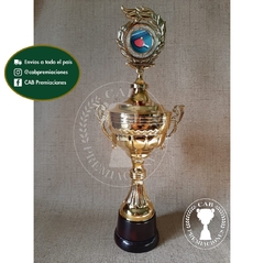 Copa plástica con asas y figura laurel c/centro ping pong BM - Comu -