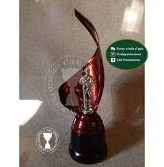 Trofeo metálico c/ figura pesca pescador plás. BM - Envolvente -