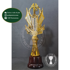 Trofeo Souvenir 1° puesto standard imperial c/col baja en base madera