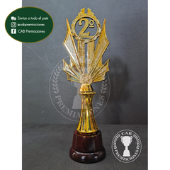 Trofeo Souvenir 2° puesto standard imperial c/col baja en base madera