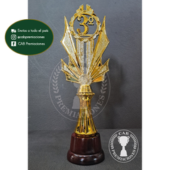 Trofeo Souvenir 3° puesto standard imperial c/col baja en base madera