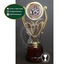 Trofeo Souvenir fotografía en base de madera