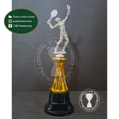 Trofeo Souvenir tenis masculino tennis plateado c/col baja en BN