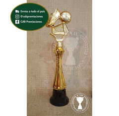 Trofeo Souvenir fútbol arco, botín, pelota c/col alta en BN