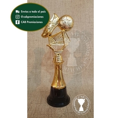 Trofeo Souvenir fútbol arco, botín, pelota c/col baja en BN