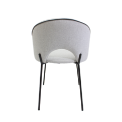 silla curva tela gris