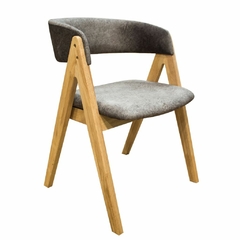 silla oslo madera y tapizado terciopelo gris
