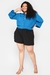 BLUSA PLUS SIZE CROPPED LACE UP AZUL TAL QUAL