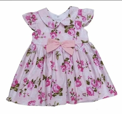 Vestido Floral verde e rosa bebe Infantil festa estampa flores - Hadassa Moda Infantil