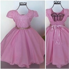 Vestido Rosa renda luxo formatura festa infantil