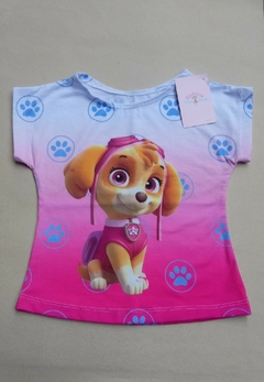 BLUSA SKYE PATRULHA CANINA SUBLIMADA ROSA E EVEREST MAE E FILHA