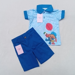 Conjunto Pocoyo - Blusa Polo e Bermuda