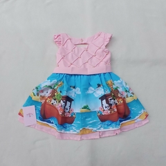 Vestido Arca de Noé Perolas Infantil Festa Luxo Luxinho Rosa e Candy color