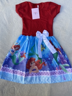 Vestido Malha Ariel Pequena Sereia Casual dia a dia