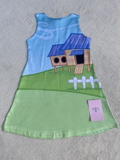 vestido galinha pintadinha suplex dia a dia casual infantil - comprar online