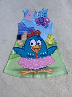 vestido galinha pintadinha suplex dia a dia casual infantil