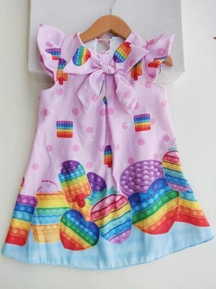 Vestido pop it trapezio popit infantil festa