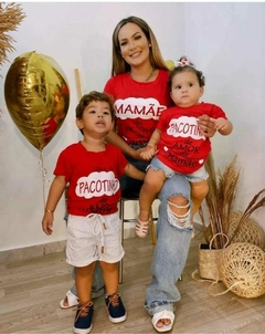 kit Mãe filho e filha dia das mães - kit com 2 blusas vermelha - comprar online