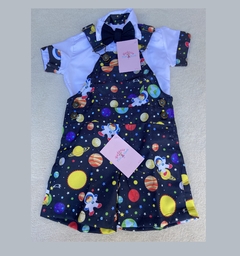 Jardineira Astronauta com blusa Social Infantil Tematico