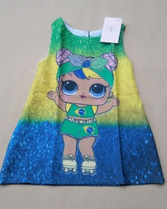 Vestido LOL bandeira Brasil Festa infantil