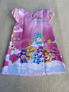 Vestido ursinhos carinhosos infantil trapezio festa rosa - comprar online