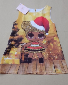 Vestido LOL Natal Mamãe Noel Trapézio infantil