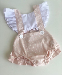 Romper Bege e Branco Body Mini Diva bege com bolinhas / Bodie / Festa