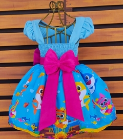 Vestido Baby Shark festa infantil rodado luxinho luxo - comprar online