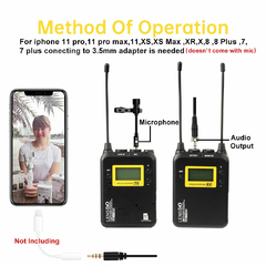 Microfone Lapela Sem Fio LensGo LWM-328C Wireless 99 Canais UHF Broadcast - loja online