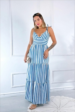 VESTIDO LONGO DECOTE AMARRAÇÃO OMBRO - loja online