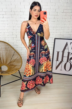 VESTIDO MIDI ALÇA FINA DECOTE INSPIRAÇÃO