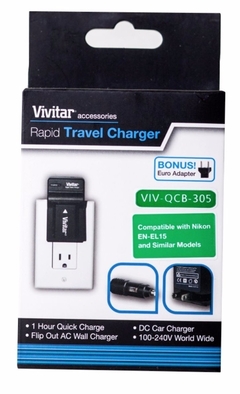 Cargador de batería Nikon EN-EL15 - Vivitar QCB-305 Pared + Auto - comprar online