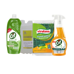 Combo Cocina - Esponja / Detergente Cif/ Lavandina 5 lts / Cif Antigrasa