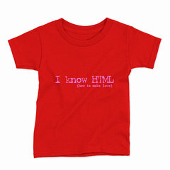 Remera Infantil Manga Corta I KNOW HTML 01 - Wildshirts