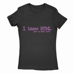 Remera Mujer Manga Corta I KNOW HTML 01