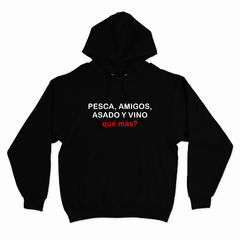 Buzo Canguro Unisex PESCA AMIGOS ASADO VINO 01